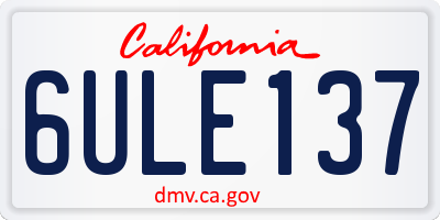CA license plate 6ULE137