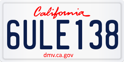 CA license plate 6ULE138
