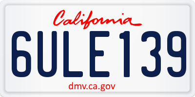 CA license plate 6ULE139