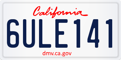 CA license plate 6ULE141