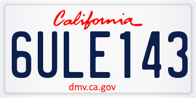 CA license plate 6ULE143