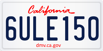 CA license plate 6ULE150