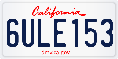 CA license plate 6ULE153