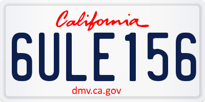 CA license plate 6ULE156