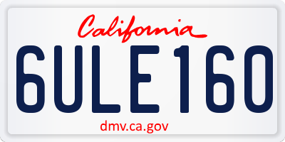 CA license plate 6ULE160