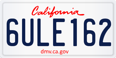 CA license plate 6ULE162