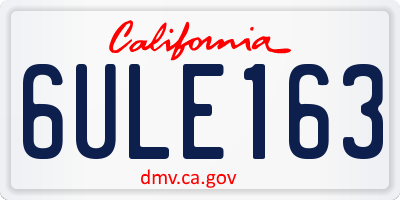CA license plate 6ULE163