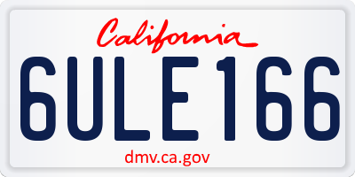 CA license plate 6ULE166