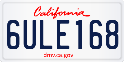 CA license plate 6ULE168