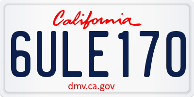 CA license plate 6ULE170