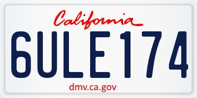 CA license plate 6ULE174