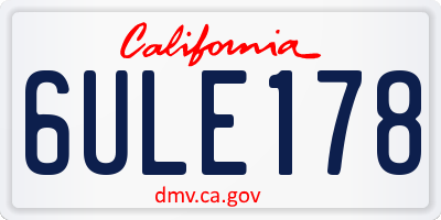 CA license plate 6ULE178