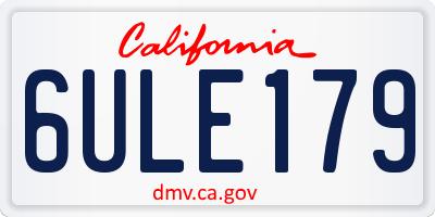 CA license plate 6ULE179