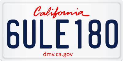 CA license plate 6ULE180