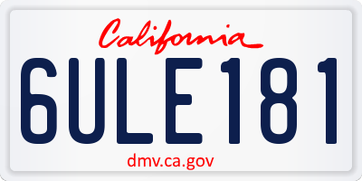 CA license plate 6ULE181