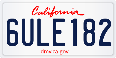 CA license plate 6ULE182