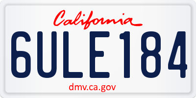 CA license plate 6ULE184