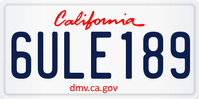 CA license plate 6ULE189