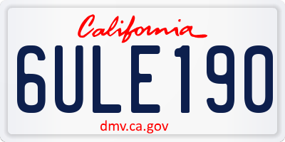 CA license plate 6ULE190
