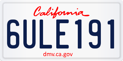 CA license plate 6ULE191