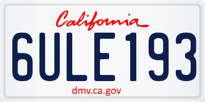 CA license plate 6ULE193