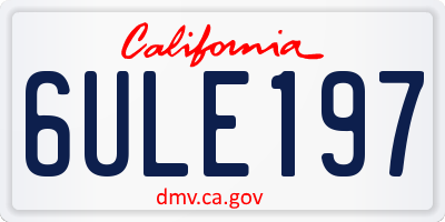 CA license plate 6ULE197