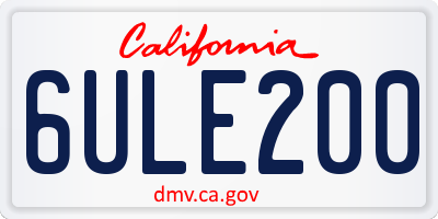 CA license plate 6ULE200