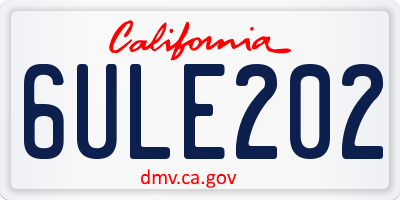 CA license plate 6ULE202