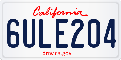 CA license plate 6ULE204