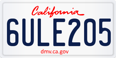 CA license plate 6ULE205