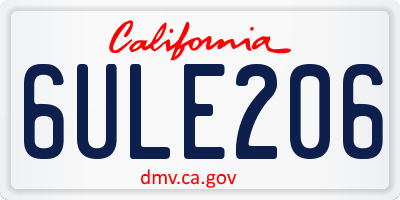 CA license plate 6ULE206