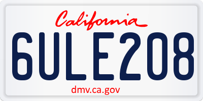 CA license plate 6ULE208