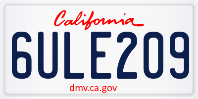 CA license plate 6ULE209