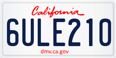 CA license plate 6ULE210