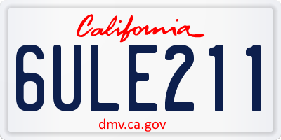 CA license plate 6ULE211