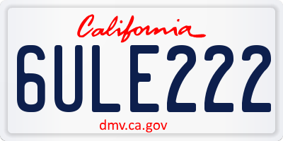 CA license plate 6ULE222