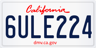CA license plate 6ULE224