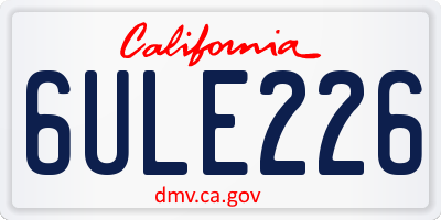 CA license plate 6ULE226