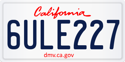 CA license plate 6ULE227