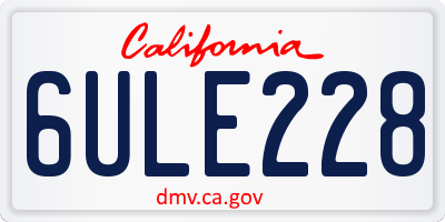 CA license plate 6ULE228