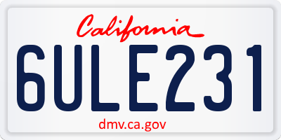 CA license plate 6ULE231