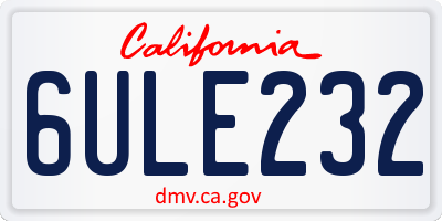 CA license plate 6ULE232