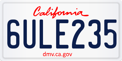 CA license plate 6ULE235