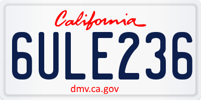 CA license plate 6ULE236