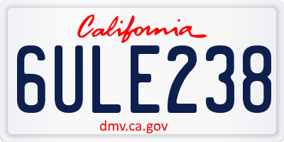 CA license plate 6ULE238