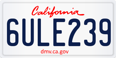 CA license plate 6ULE239