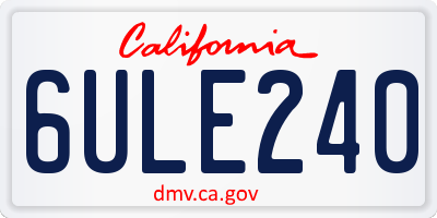 CA license plate 6ULE240