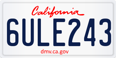CA license plate 6ULE243