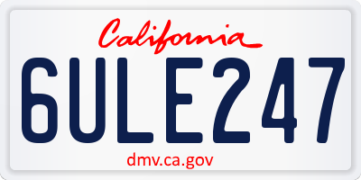 CA license plate 6ULE247