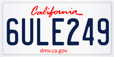 CA license plate 6ULE249